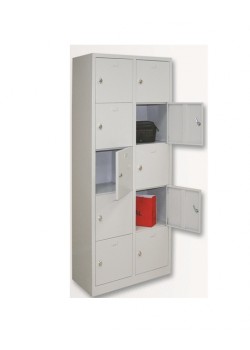 Sac Dolap Ofis 10 Gözlü Öğretmen Öğrenci Dolabı Gri-Kırmızı