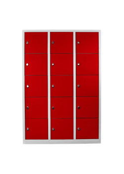 Sac Dolap Ofis 15 Gözlü Öğretmen Öğrenci Dolabı Gri-Kırmızı