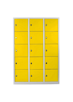 Sac Dolap Ofis 15 Gözlü Öğretmen Öğrenci Dolabı Gri-Sarı