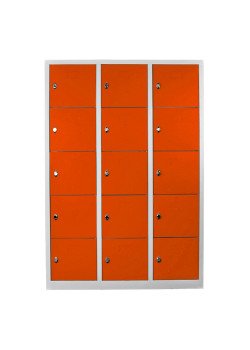 Sac Dolap Ofis 15 Gözlü Öğretmen Öğrenci Dolabı Gri-Turuncu