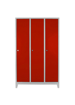 Sac Dolap Ofis 3 lü Standart Soyunma Dolabı Gri-Kırmızı Sac Dolap Ofis 3 lü Standart Soyunma Dolabı Gri-Kırmızı
