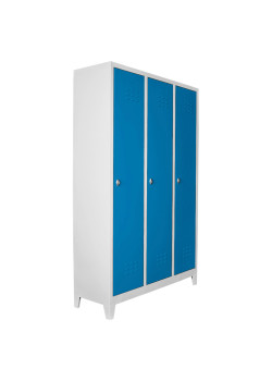 Sac Dolap Ofis 3 lü Standart Soyunma Dolabı Gri-Mavi Sac Dolap Ofis 3 lü Standart Soyunma Dolabı Gri-Mavi
