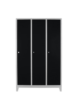 Sac Dolap Ofis 3 lü Standart Soyunma Dolabı Gri-Siyah Sac Dolap Ofis 3 lü Standart Soyunma Dolabı Gri-Siyah
