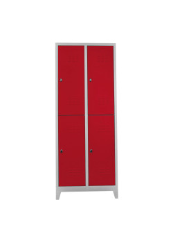 Sac Dolap Ofis 4 lü Standart Soyunma Dolabı Gri-Kırmızı