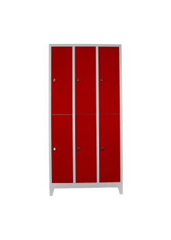 Sac Dolap Ofis 6 Lı Standart Soyunma Dolabı Gri-Kırmızı