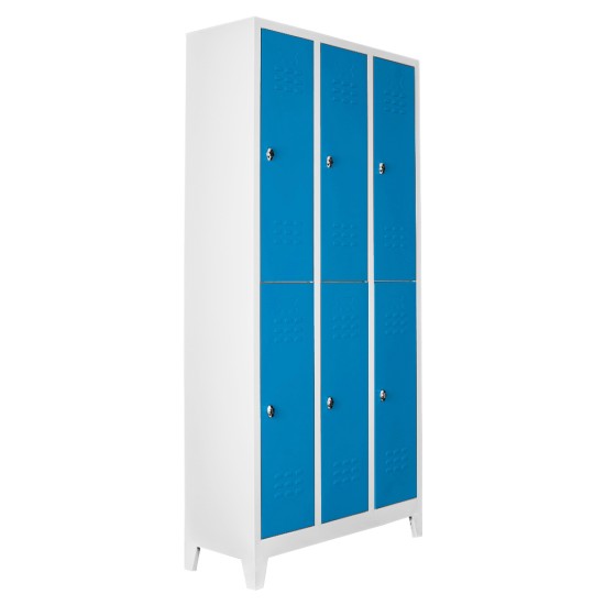Metap Dolap Ofis 6 Lı Standart Soyunma Dolabı Gri-Mavi Metap Dolap Ofis 6 Lı Standart Soyunma Dolabı Gri-Mavi