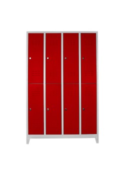 Sac Dolap Ofis 8 li Soyunma Dolabı Gri-Kırmızı