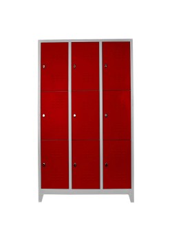 Sac Dolap Ofis 9 lu Standart Soyunma Dolabı Gri-Kırmızı Sac Dolap Ofis 9 lu Standart Soyunma Dolabı Gri-Kırmızı
