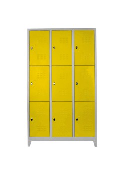 Sac Dolap Ofis 9 lu Standart Soyunma Dolabı Gri-Sarı